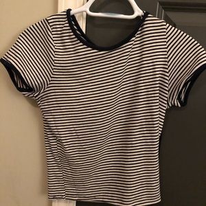 Navy striped crop top